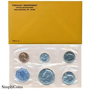 1964 Proof Set Silver Coins US Mint Lot Original Envelope COA MQ - Picture 1 of 7