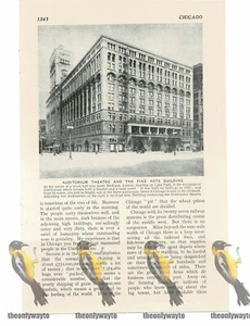 Auditorium Theatre & Fine Arts Building, Chicago, USA, Buchillustration um 1920 - Bild 1 von 1