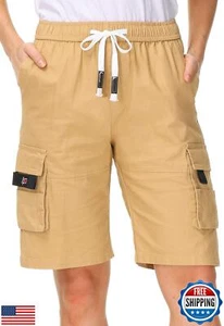 HOW'ON Women's Casual Loose Fit Twill Bermuda Cargo Shorts Multi Pocket Strai - Picture 1 of 5
