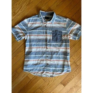 Ocean Current Button Down Short Sleeve Men's Large Striped Shirt Pocket Pastel - Picture 1 of 9