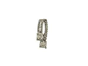 14k White Gold Round Baguette Diamond 1/2 Ct Pendant - Picture 1 of 6