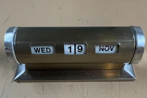 CALENDARIO DA SCRIVANIA PERPETUO OTTONE VINTAGE ROTOLAMENTO DATE PARCO MCM metà secolo SHERMAN - Foto 1 di 5