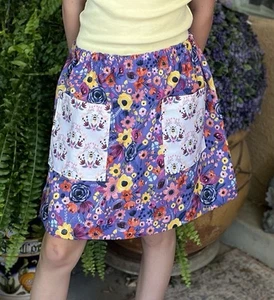 Girls 8/10 medium SUMMER cotton patch pocket skirt FLOWERS & BEES New - Picture 1 of 3