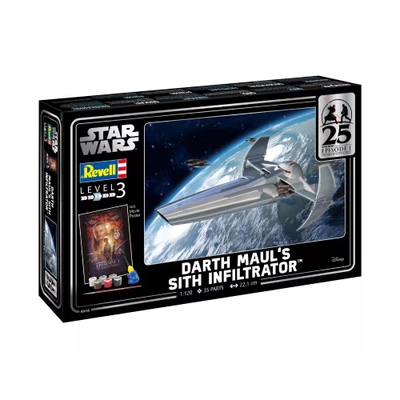 GIFT SET STAR WARS EPISODE 1 25th DARTH MAUL'S SITH INFILTRATOR KIT 1:120 Revell - Immagine 1 di 4