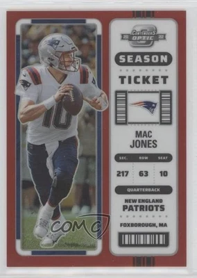 2022 Panini Contenders Optic Season Ticket Red Prizm /175 Mac Jones #50 - Image 1 of 2
