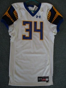 NWT, UNDER ARMOUR Size Large #34 White, Blue, Gold Football Jersey - Picture 1 of 3