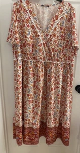 BloomChic Dress Womens 22 24 Pink Floral Maxi Boho Hippie Cottagecore Festival - Picture 1 of 5