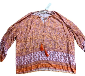 Three Bird Nest Women’s Top Medium Beautiful Boho Boutique Flowy Shirt Blouse - Picture 1 of 13