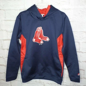 BOSTON RED SOX "Majestic" Navy Blue Hoodie Hooded Sweatshirt Boys XL 18 - Picture 1 of 6