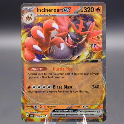 Incineroar ex - 034/162 Double Rare TEF SV05: Temporal Forces Pokemon TCG NM - Image 1 of 2