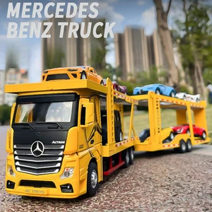 Mercedes Benz Double-Layer Flat-Plate Transport Vehicle Alu METALL Maßstab 1:24 - Bild 1 von 14