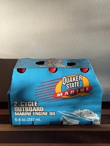 Rare NOS Quaker State Marine Outboard 2 Cycle, 6-Full 8oz Bottles 1998 Vintage - Picture 1 of 6