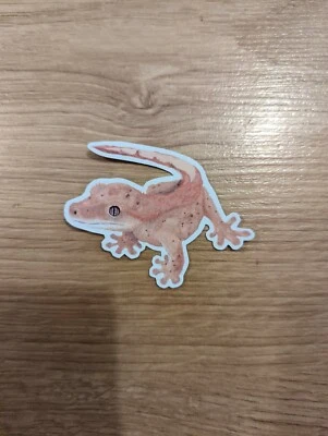 Crested Gecko Name Tag Vinyl Animal Sticker Hand Painted Acrylic Sticker