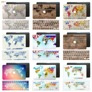 World Map Rubberized Hard Case KB Cover For New Macbook Pro Air11 12 13 14 15 16 - Picture 1 of 16