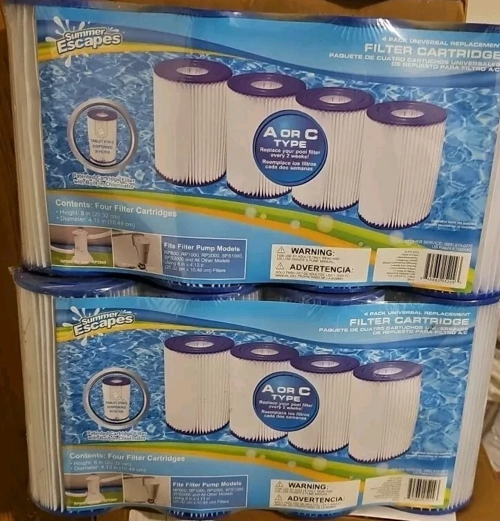 8 Summer Escapes Pool Pump Filter Cartridges Type A / C Universal Replacements - Image 1 of 1