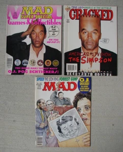 3 lot Cracked & Mad Magazines O J SIMPSON Covers #332 1994 #295 1994 JULY 1995 - Picture 1 of 8