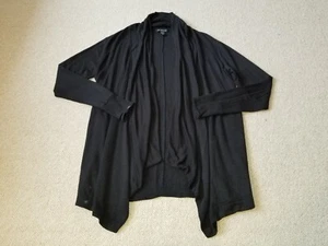 Womens Sweater-ATHLETA-black rayon knit "Pranayama Restore Bib Wrap" cardigan-XS - Picture 1 of 5