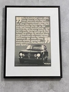 Alfa Romeo Giulia Original Vintage Werbung advert 1970 im Bilderrahmen framed ad - Bild 1 von 5