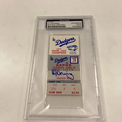 Al Downing Signed 1974 Los Angeles Dodgers Ticket PSA DNA - Image 1 of 2