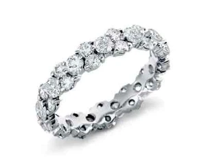 1.00 Ct Lab Grown Diamond Round Cut Stylish Eternity Band Solid 14k White Gold - Picture 1 of 2