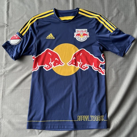 NEW YORK RED BULL Men's Shirt Size Small MLS Soccer ADIDAS Clima Cool Blue 0811 Cover