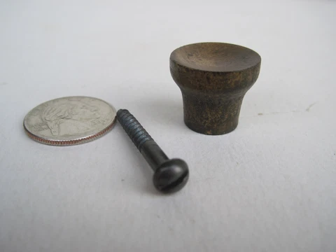 1 Old Antique Wood Small Knob Vintage Round 7/8" Pull Drawer Screw Cover