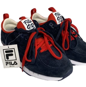 Fila 93 Overpass Tenis Zapatos Retro Azul Marino OG Salpicaduras Rojo Gamuza Hombres Talla 7 RARO  - Imagen 1 de 10