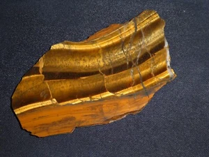 Blue Gold Variegated Tiger Eye slab - 5 1/8 " x 2 3/4" --rough for cabbing - Picture 1 of 3