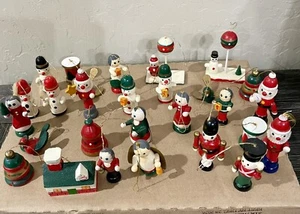Old World Danish Wooden Hand Crafted Christmas Ornaments Denmark 28 Figurines - Picture 1 of 4
