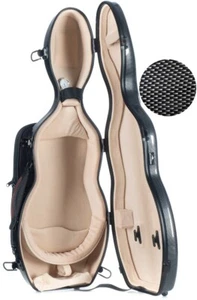 UK Shaped violin case Fiberglass UltraLight 4/4 M-case Black Point - Cream - Picture 1 of 12