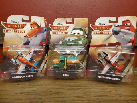 Disney Planes Fire & Rescue Pontoon Dusty, Chug, Firefighter Dusty Lot New!! Cover