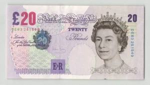 GREAT BRITAIN 20 Pounds 1999 (2004) P-390b Bailey, ENGLAND, Orig. a/UNC DE63. F2 - Picture 1 of 2