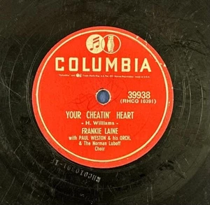 1953 Frankie Laine YOUR CHEATIN' HEART/I BELIEVE / Columbia 78 RPM 10" Shellac - Imagen 1 de 6