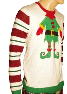 Mens Adult ELF Funny Santas Help Holiday Ugly Christmas Sweater Party Medium NEW - Picture 1 of 1