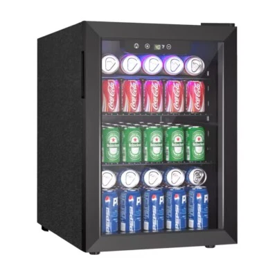 Beverage Fridge, 2.7 cu.ft, 100 Cans Mini Fridge Beer Wine Freestanding Blue Led - Image 1 of 4