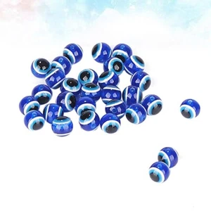 200 Pcs Blue Evil Eye Beads Round Charms Greek Pendant  Jewelry Making - Picture 1 of 4