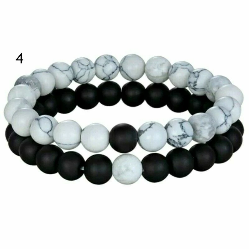 2er SET PARTNER ARMBAND DAMEN HERREN STEIN FREUNDSCHAFTSARMBAND PERLEN BRACELET - Bild 1 von 1