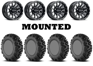 Kit 4 EFX MotoMTC Tires 27x10-14 on Raceline Trophy Matte Black Wheels TER - Picture 1 of 5
