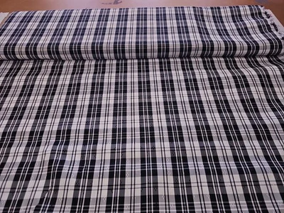 Tela de tafetán a cuadros para ocasiones especiales negro blanco por yarda  Foto 1 de 2