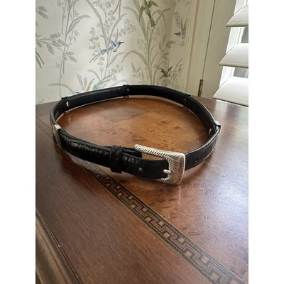 BRIGHTON sz L/34 animal print real fur leather belt silver buckle - Image 1 of 4