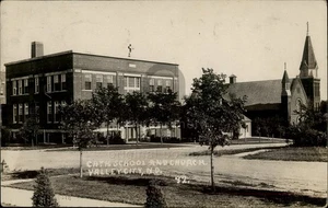 RPPC Valley City, ND Katholische Schule und Kirche Barnes County North Dakota 1936 - Bild 1 von 5