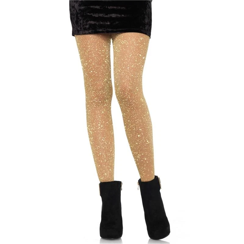 Sexy Leg Avenue Damen Nylon Strumpfhose mit Glitzer Gold 34/36/38 #AC960 - Bild 1 von 1