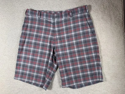 Nike Golf Shorts Mens 36 Gray Red Plaid Dri-FIT Performance Flat Front Stretch - Image 1 of 4