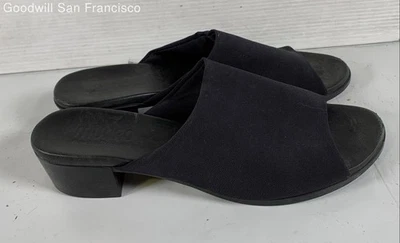 Munro 5533 Black Slip On Classic Block Heel Slide Womens Sandals Size 10M - Image 1 of 4