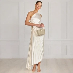 Anthropologie x Dress Forum Ivory One-Shoulder Pleated Cutout Dress* - Picture 1 of 9