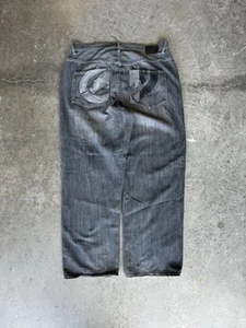 Vintage ECKO Unltd Jeans 30x32 Faded Black Gray Baggy Hip Hop Embroidered Y2K - Picture 1 of 5