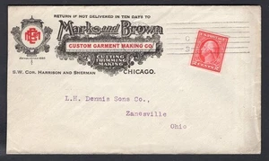 USA Chicago 1913 Advertising Cover. Scott 409 Type I, Imperf - Picture 1 of 2