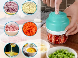 Mini Tritatutto Elettrico Tritacarne Trita Verdure Carne Senza Fili Ricaricabile - Foto 1 di 8