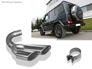 Edelstahl Endrohr zum Anschrauben Mercedes G-Klasse G 350d W463 2x115x85mm - Picture 1 of 10
