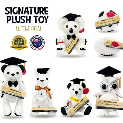Graduation Signature Stuffed Plush Toy Blank Fabric Graduate Message Black Pen  - image 1 of 2